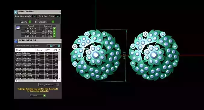 leafe close setting earring 