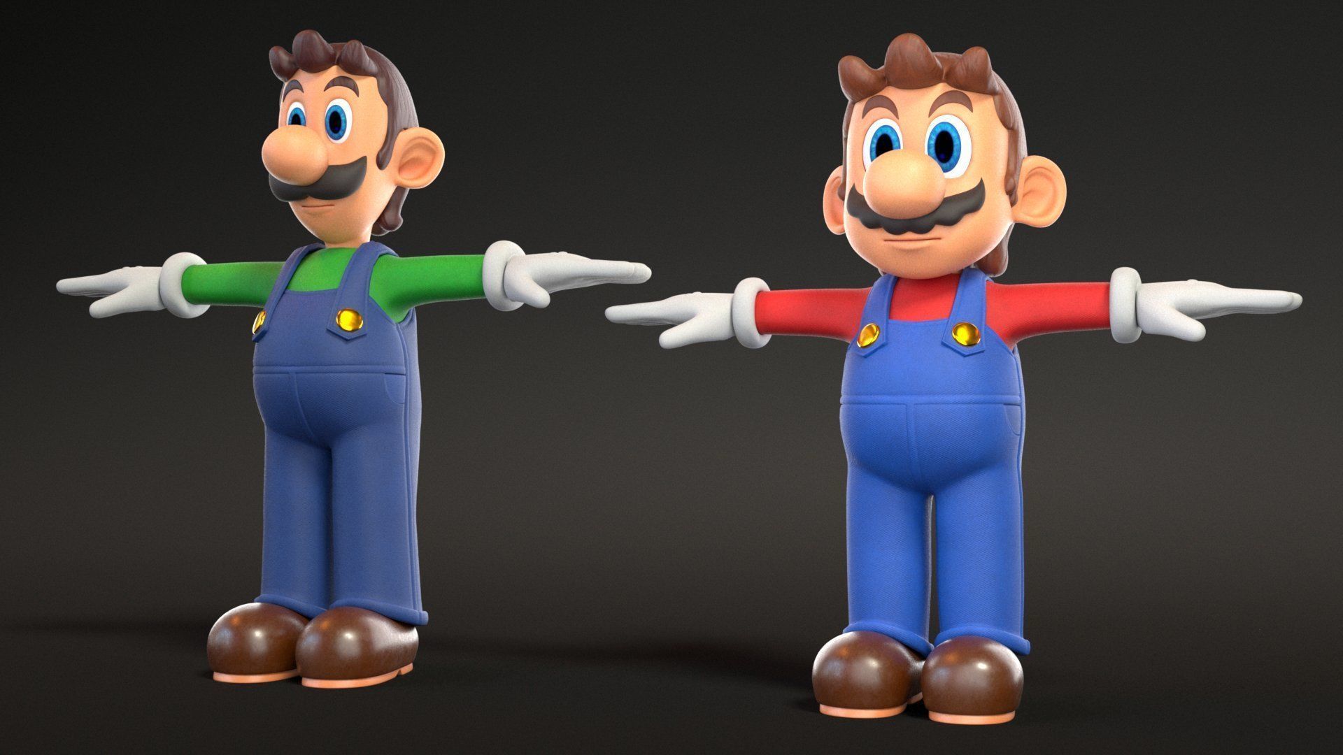 Mario And Luigi Low-poly 3D model_1