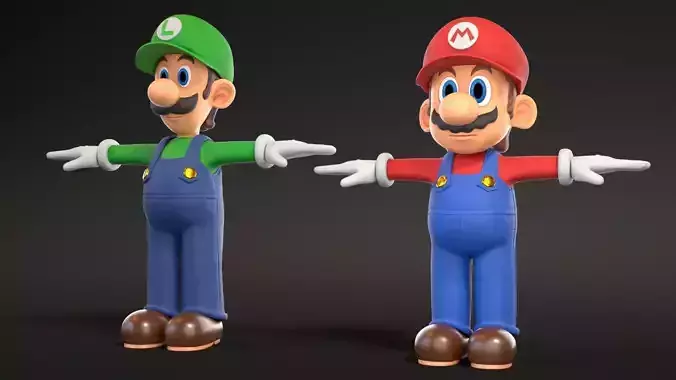 Mario And Luigi Low-poly 3D model
