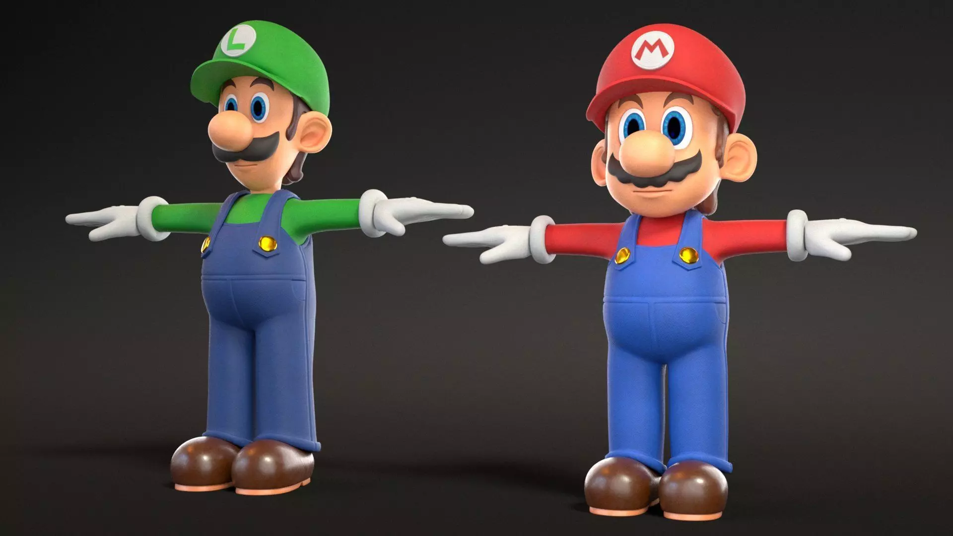 Mario And Luigi Low-poly 3D model_0