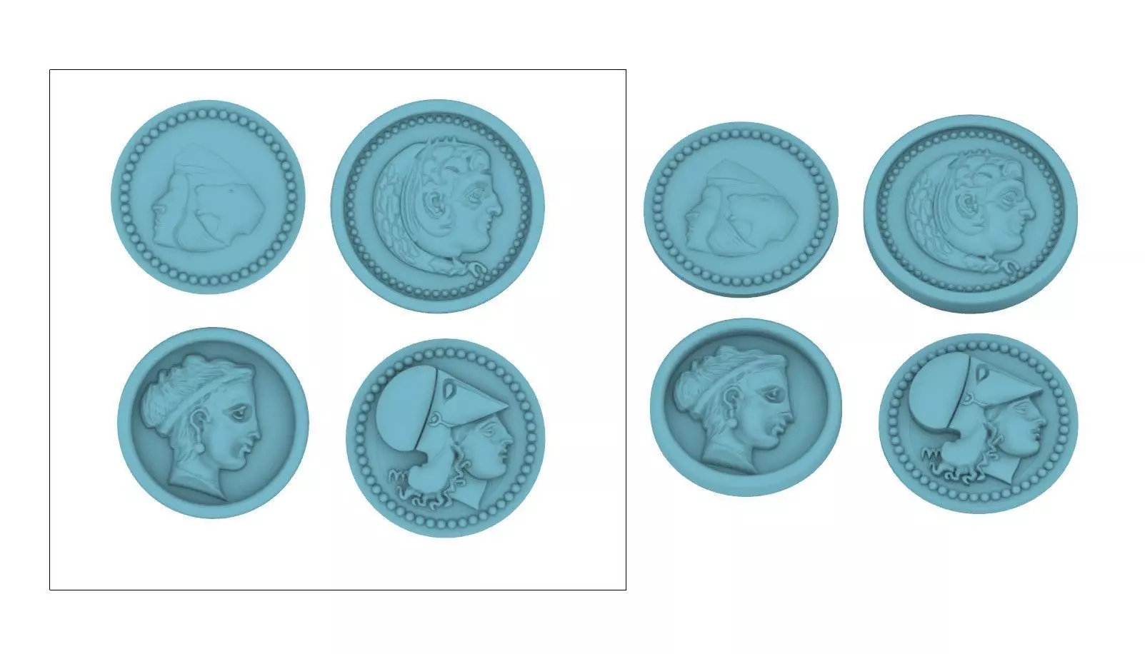 FACE RELIEF COIN DESIGNS FOR CNC ENGRAVING WOOD OR GEMSTONES 3D print model_0