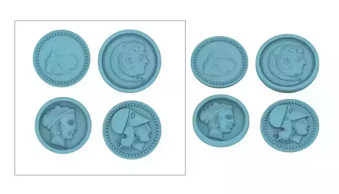 FACE RELIEF COIN DESIGNS FOR CNC ENGRAVING WOOD OR GEMSTONES 3D print model