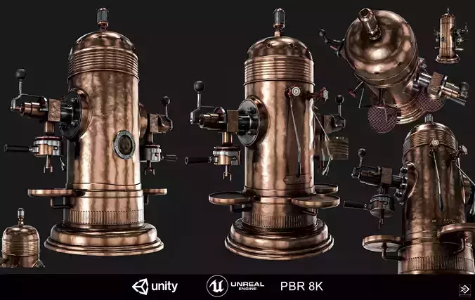 Vintage Coffee Machine Low-poly 3D model
