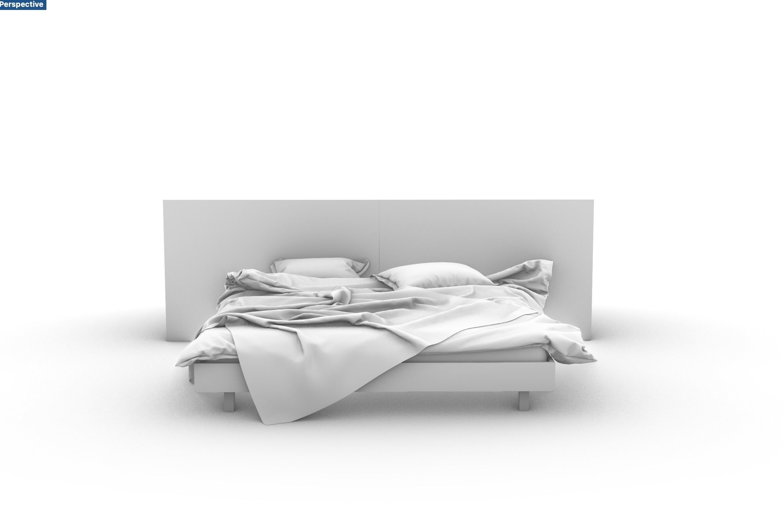 Undone king size bed 3D model_3