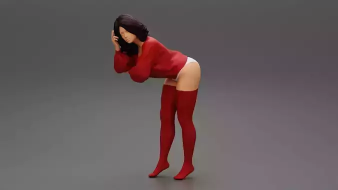 Beautiful woman in stockings lingerie and jacket