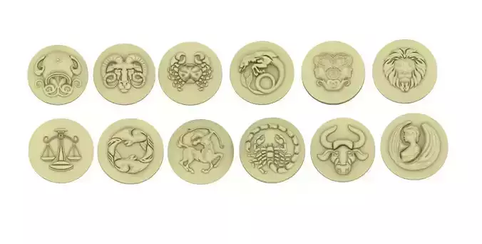 ZODIAC SIGN 3D DESIGNS BAS RELIEF SCULPTING 3D print model
