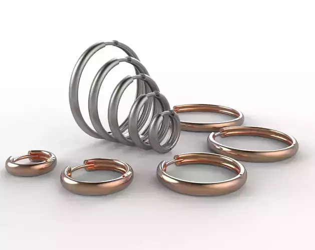 Hoop Earrings 3mm width 5 sizes 3D print model