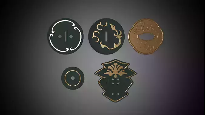 Final Fantasy XIV - Samurai class - Tsuba set 3D print model