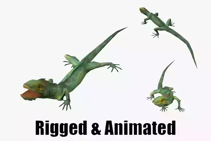 low-poly animated lizard Low-poly 3D model