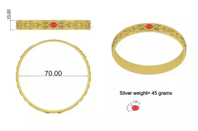 ANTIQUE CARVED BANGLE GEMSTONE JEWELLERY