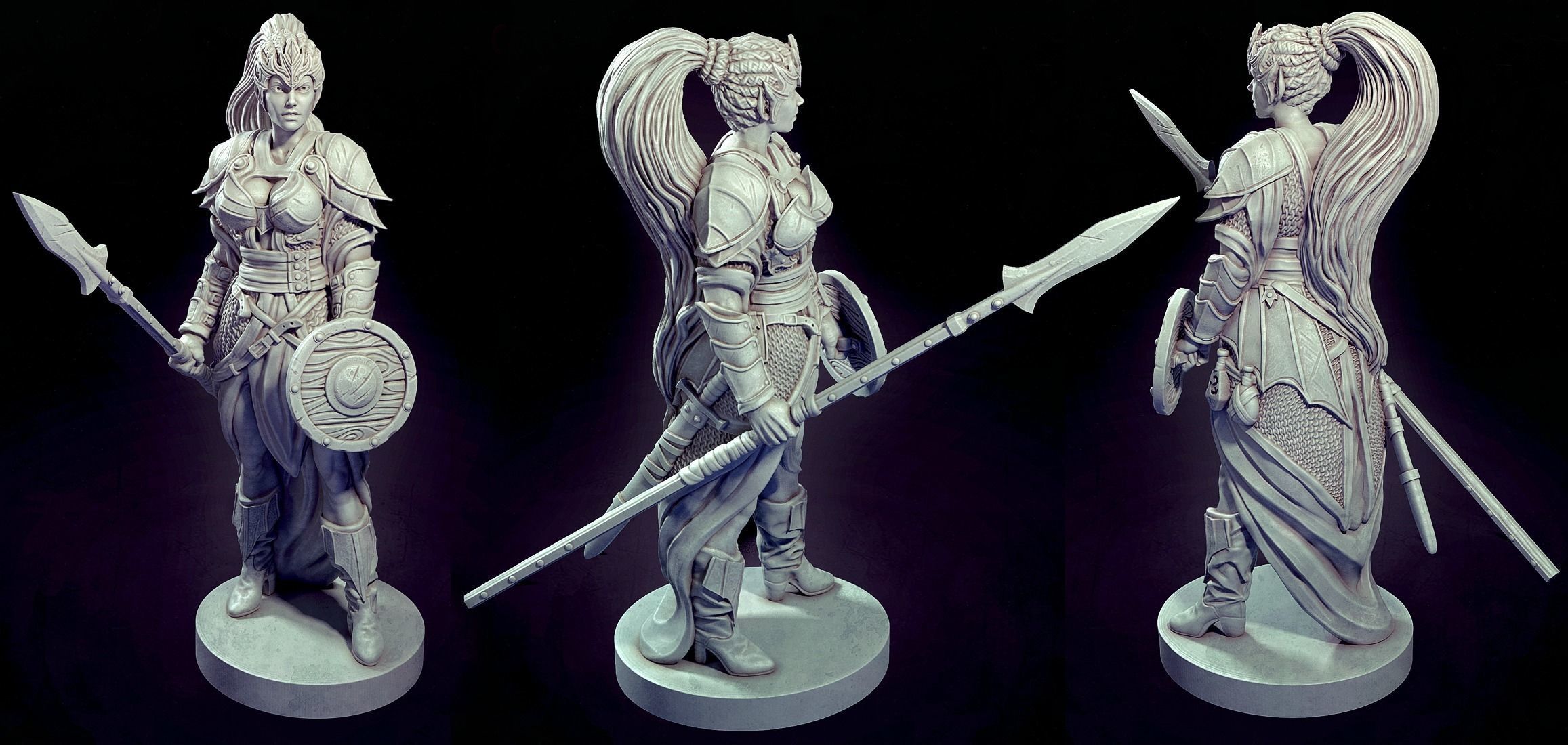 The Drow statue of woman holding sword 3D print model_5