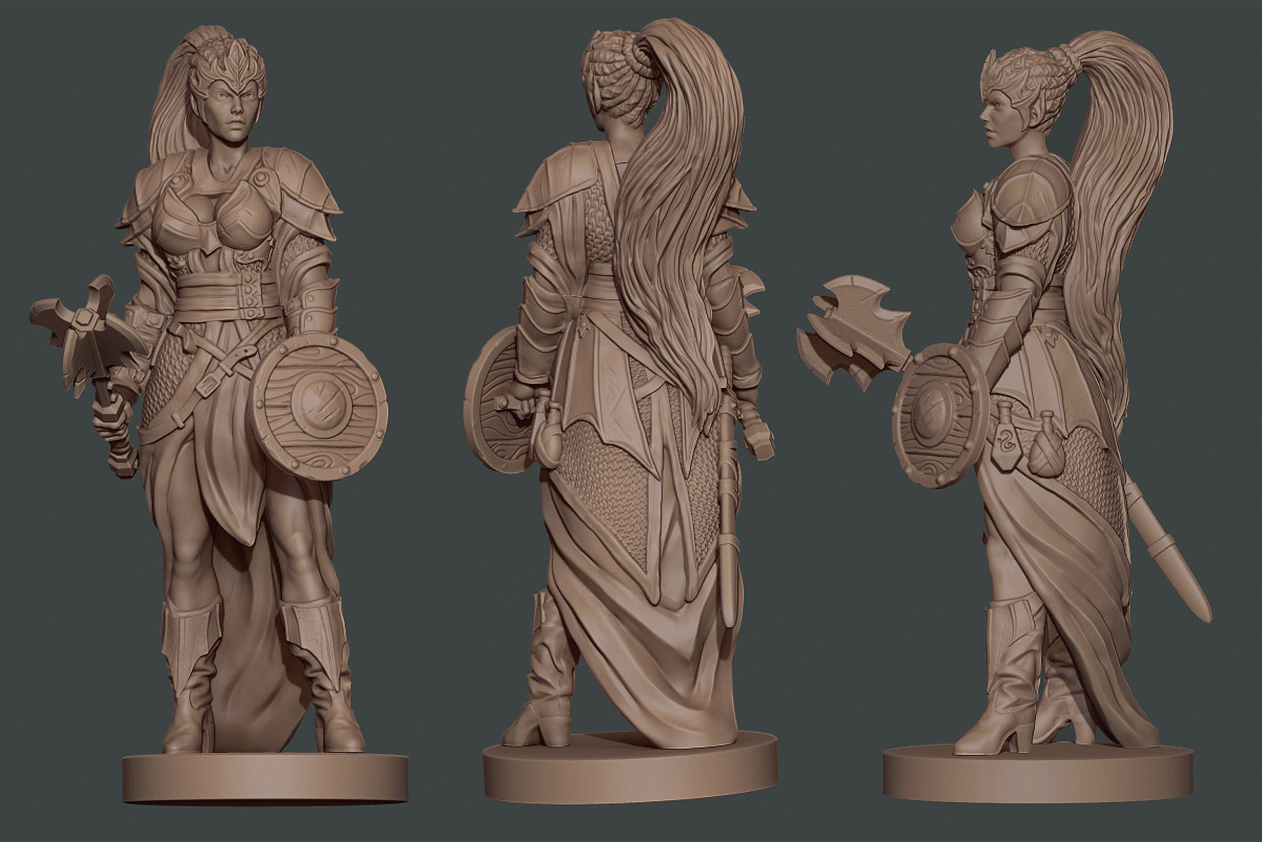 The Drow statue of woman holding sword 3D print model_3