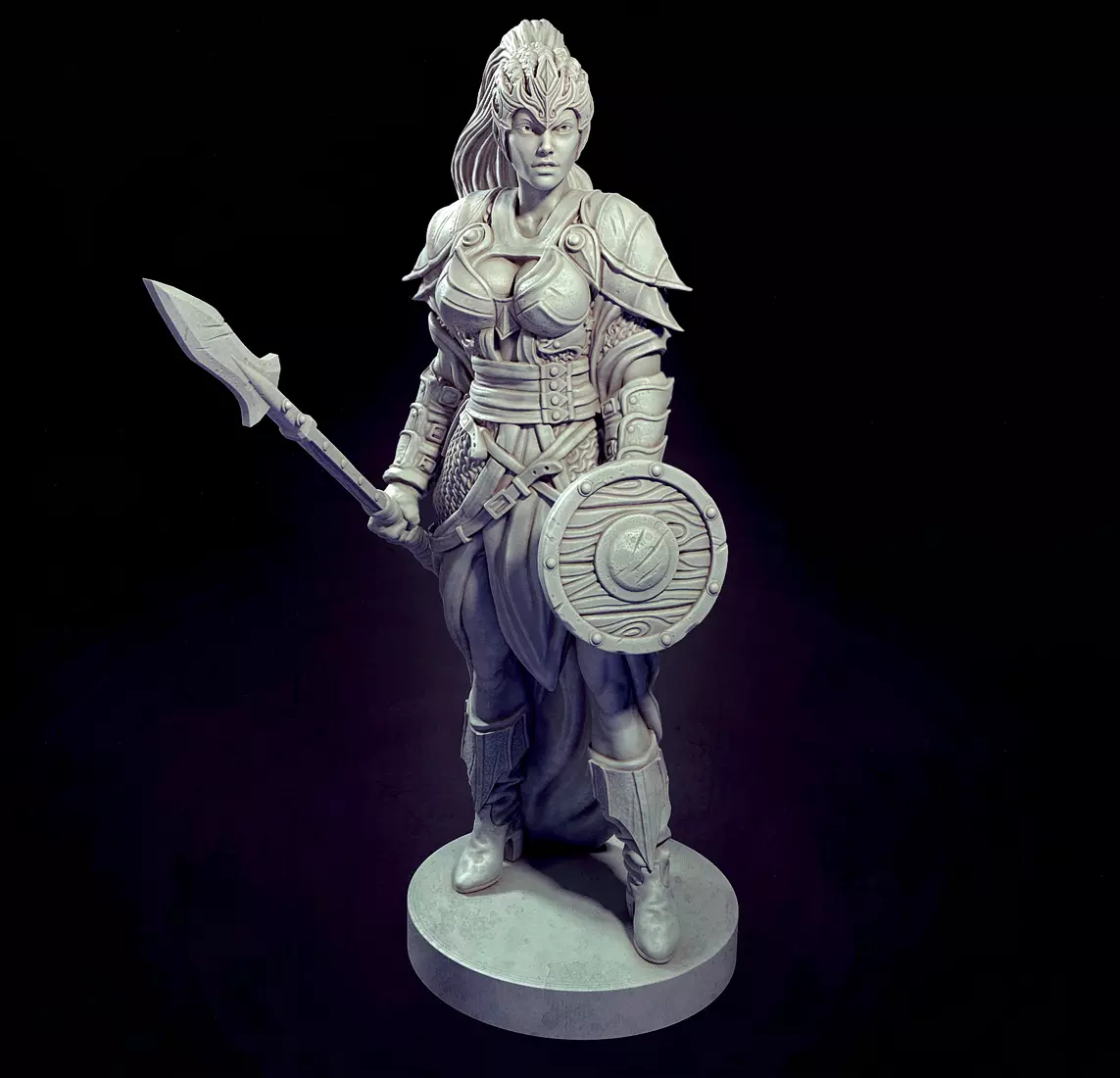 The Drow statue of woman holding sword 3D print model_0