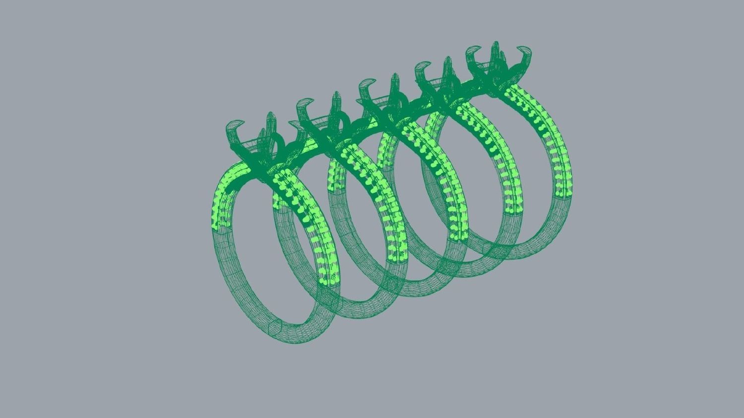 Ring with  stones 3D Sizes 16-20  3D print model  Entgagement  3D print model_3