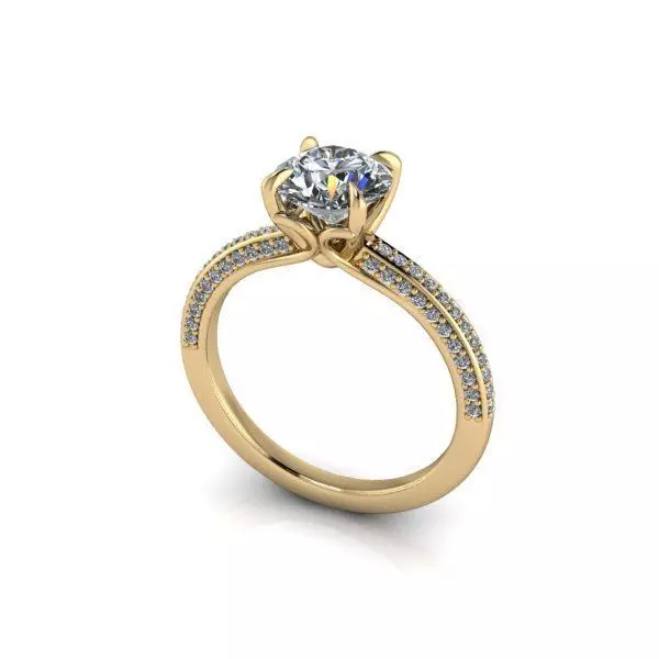 Ring with  stones 3D Sizes 16-20  3D print model  Entgagement  3D print model_0