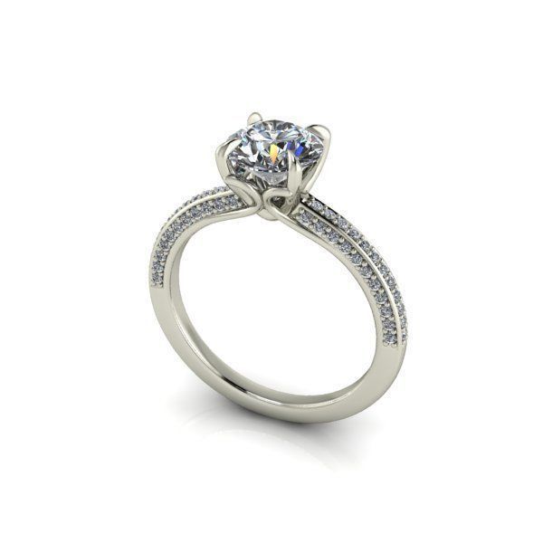 Ring with  stones 3D Sizes 16-20  3D print model  Entgagement  3D print model_2