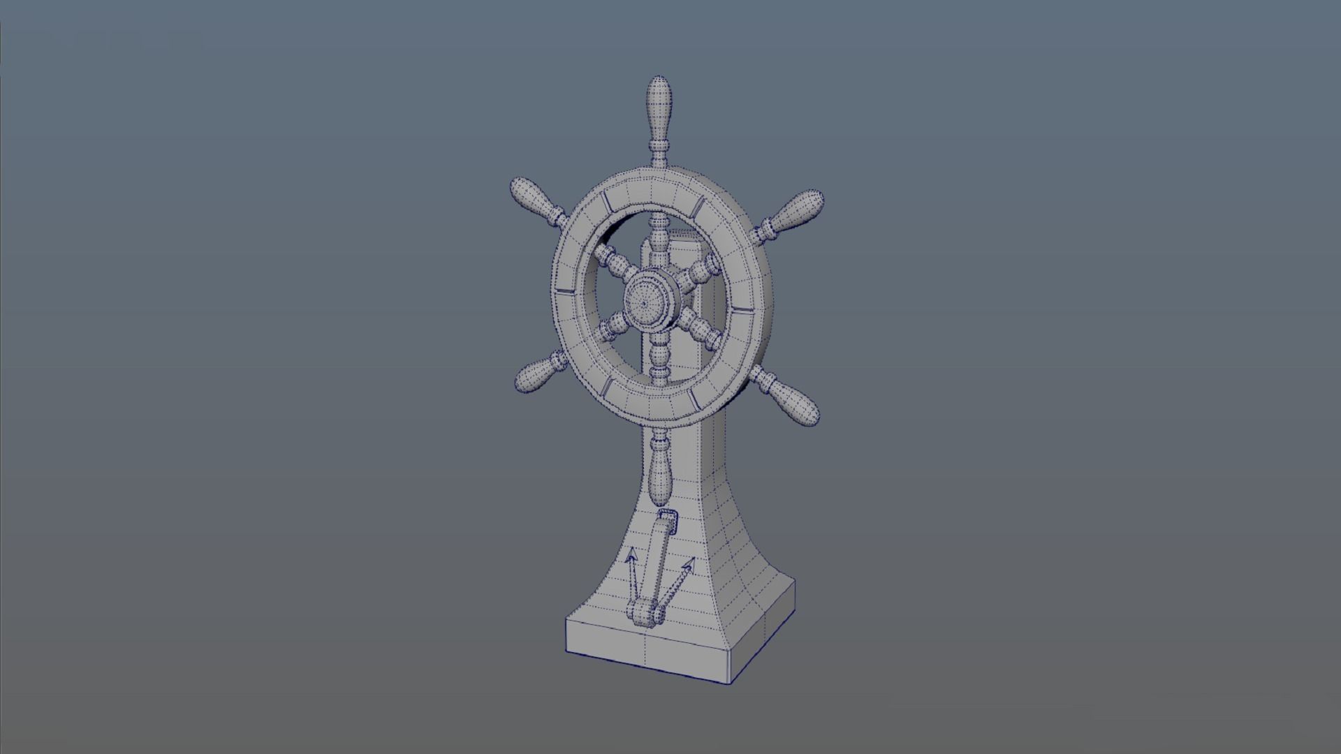 Vessel Wheel for sea ship and bell PBR game ready Low-poly 3D model_9