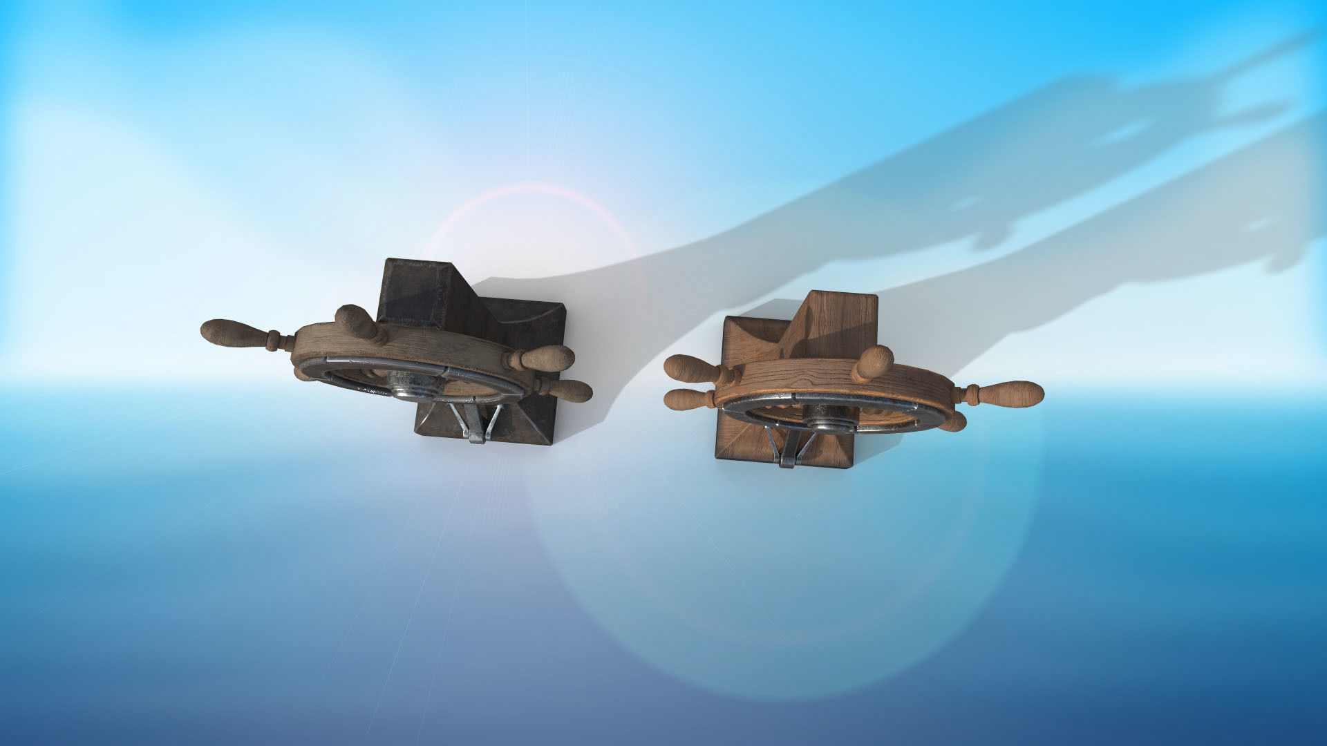 Vessel Wheel for sea ship and bell PBR game ready Low-poly 3D model_5