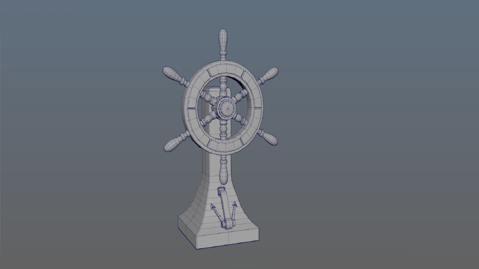 Vessel Wheel for sea ship and bell PBR game ready Low-poly 3D model_7