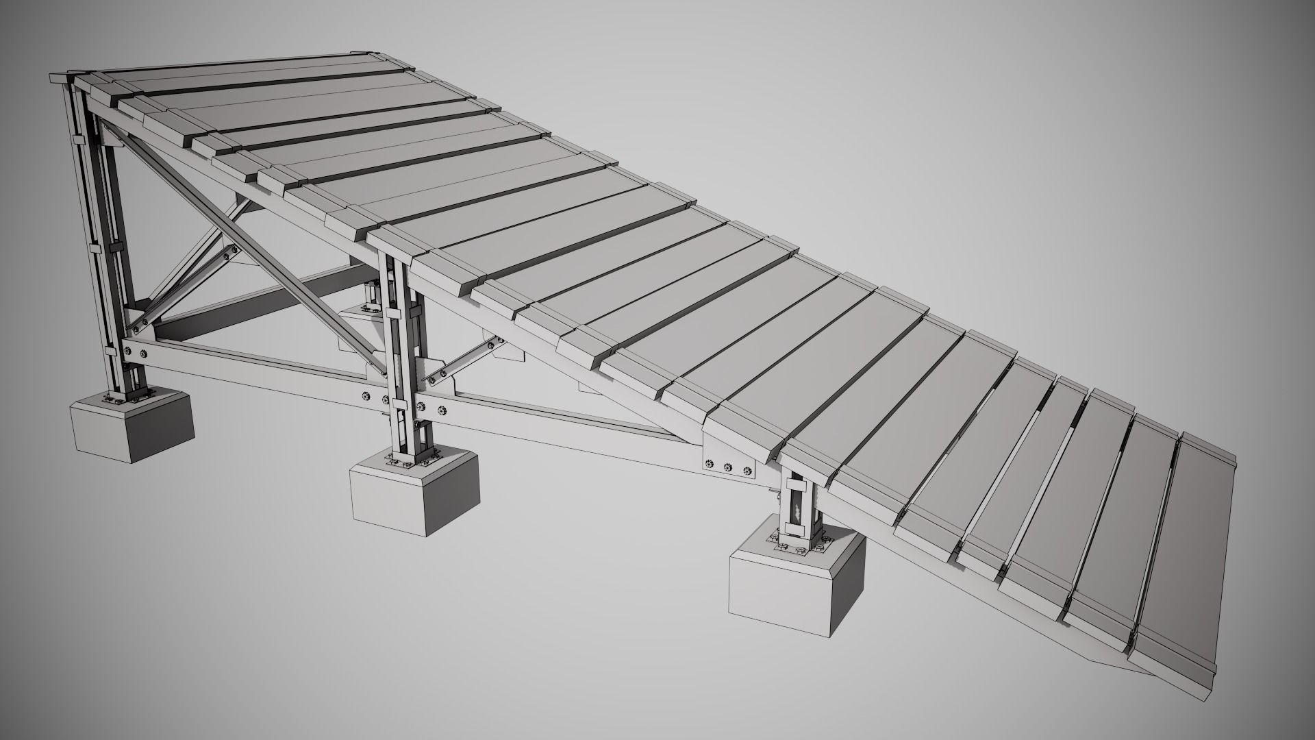 PBR Wooden Trampolin springboard jumping for cars da1 Low-poly 3D model_19