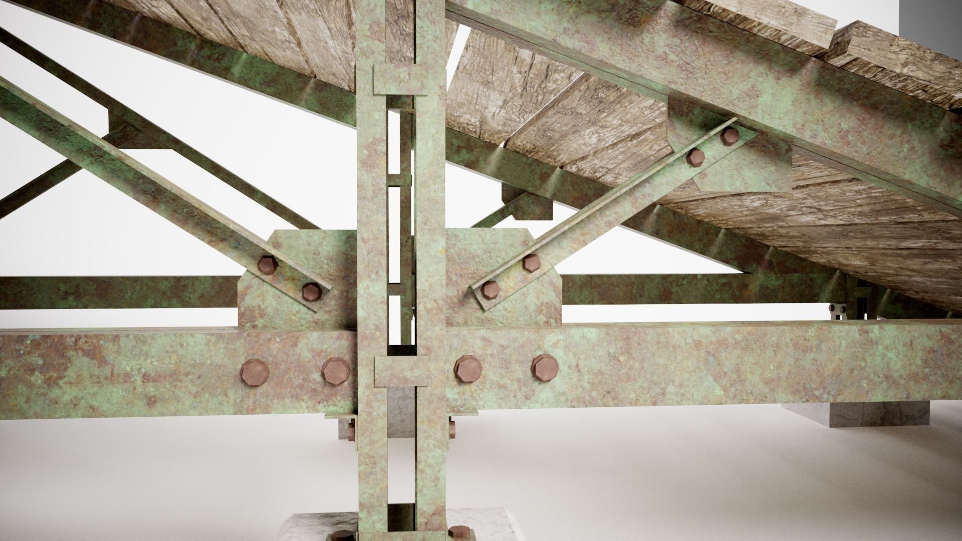 PBR Wooden Trampolin springboard jumping for cars da1 Low-poly 3D model_10