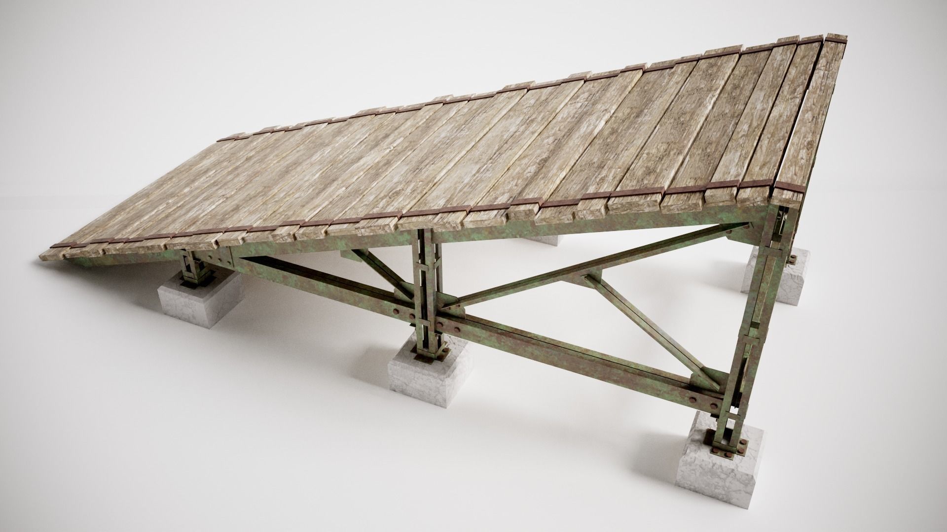 PBR Wooden Trampolin springboard jumping for cars da1 Low-poly 3D model_2