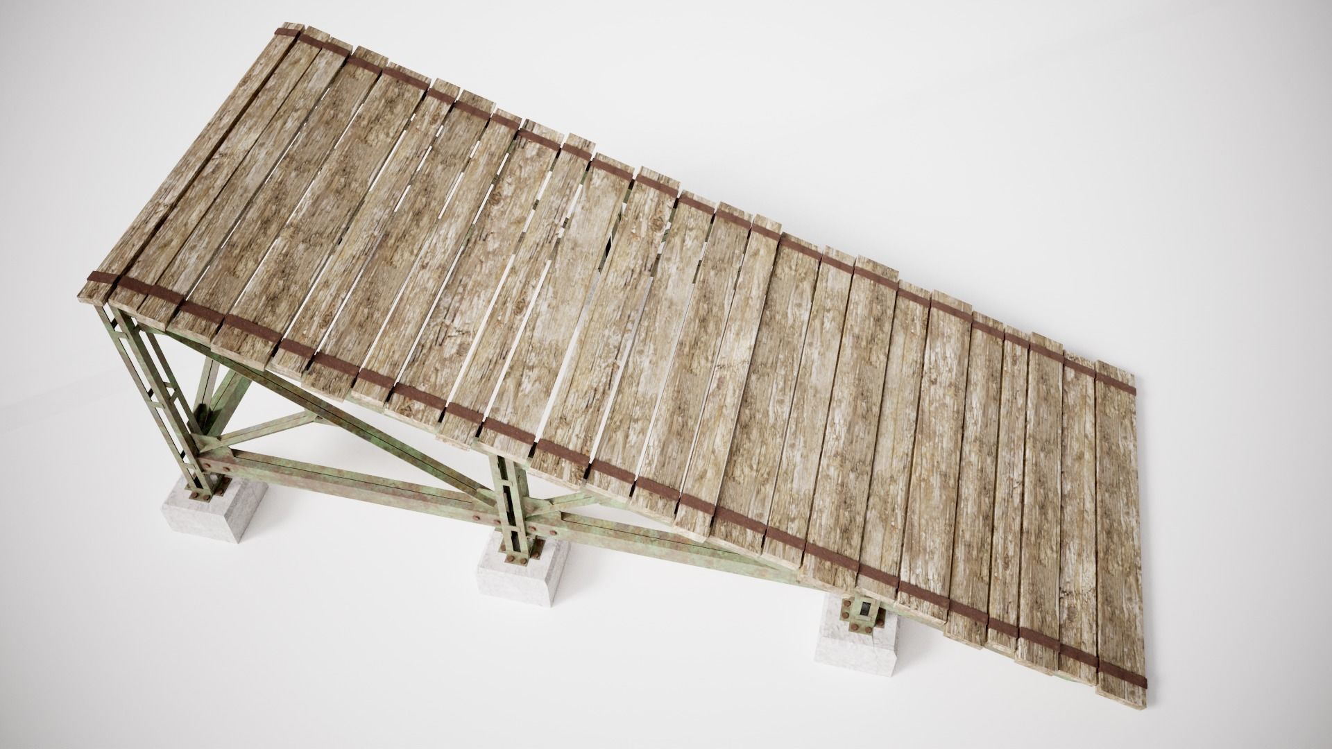 PBR Wooden Trampolin springboard jumping for cars da1 Low-poly 3D model_5