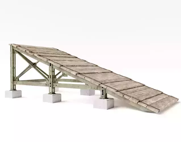 PBR Wooden Trampolin springboard jumping for cars da1 Low-poly 3D model