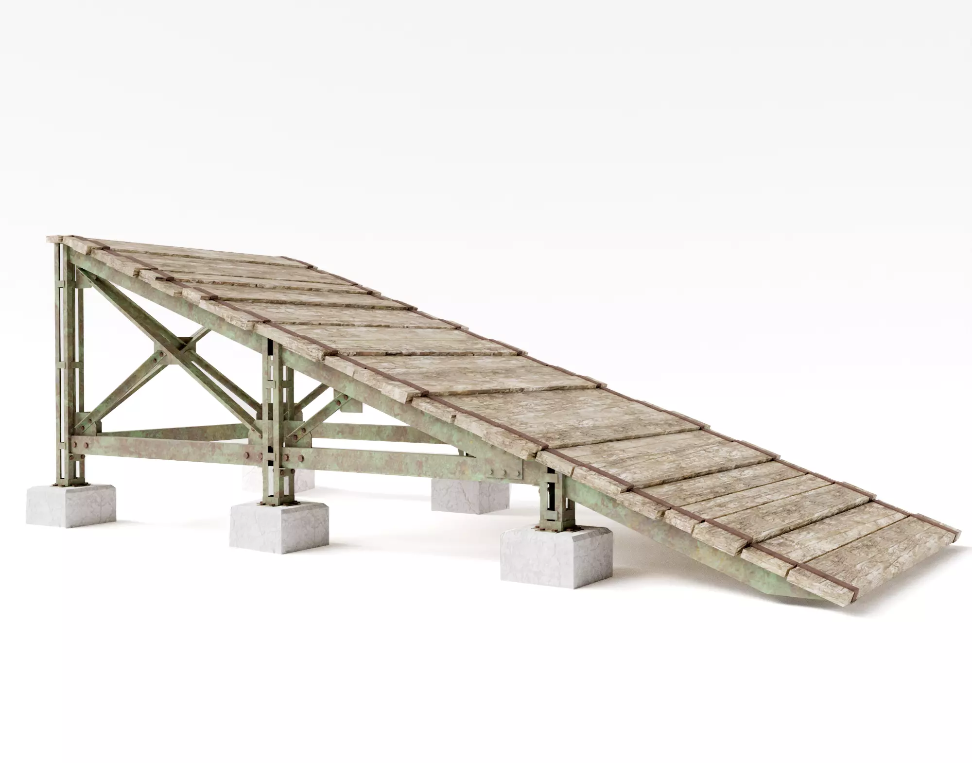 PBR Wooden Trampolin springboard jumping for cars da1 Low-poly 3D model_0