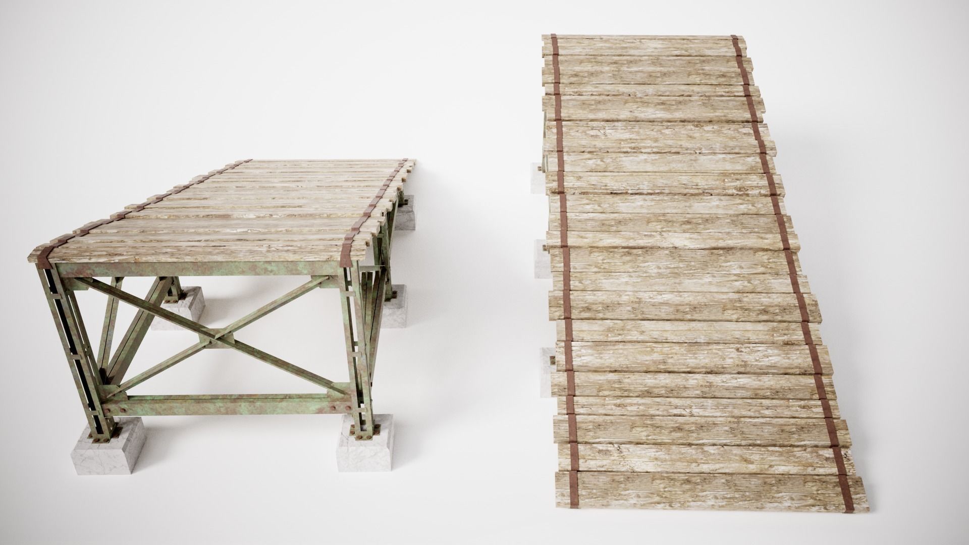 PBR Wooden Trampolin springboard jumping for cars da1 Low-poly 3D model_4