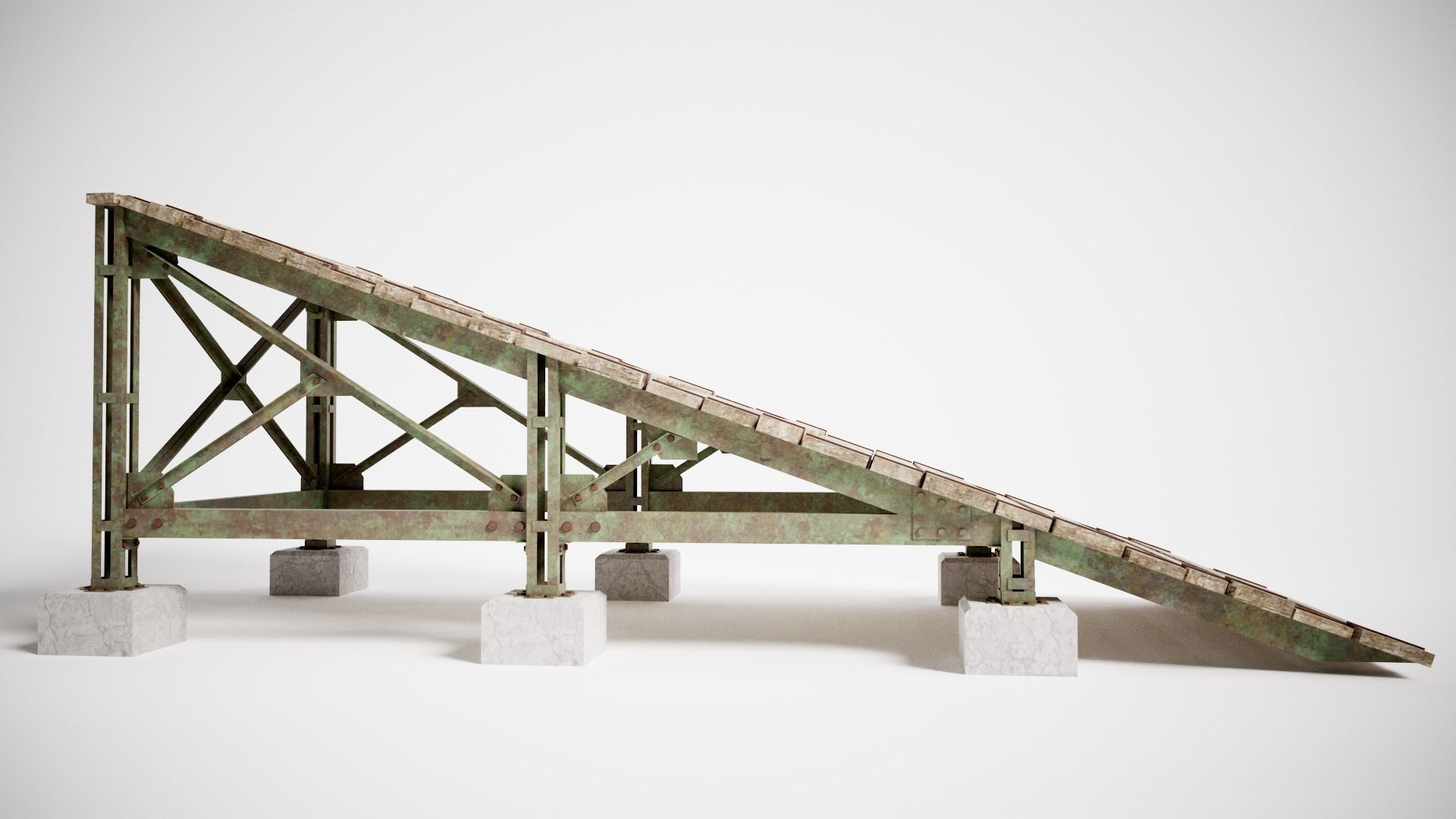 PBR Wooden Trampolin springboard jumping for cars da1 Low-poly 3D model_9