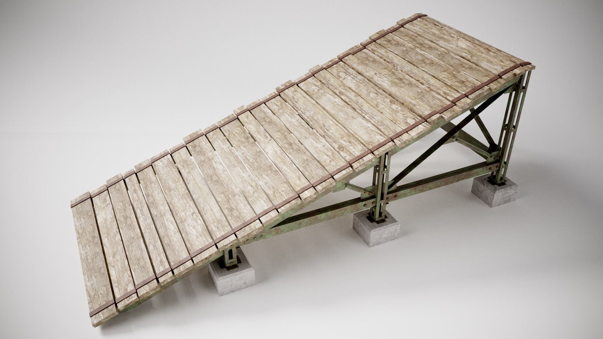 PBR Wooden Trampolin springboard jumping for cars da1 Low-poly 3D model_8