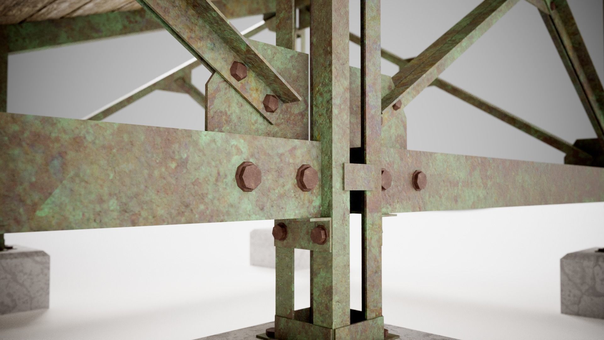 PBR Wooden Trampolin springboard jumping for cars da1 Low-poly 3D model_14