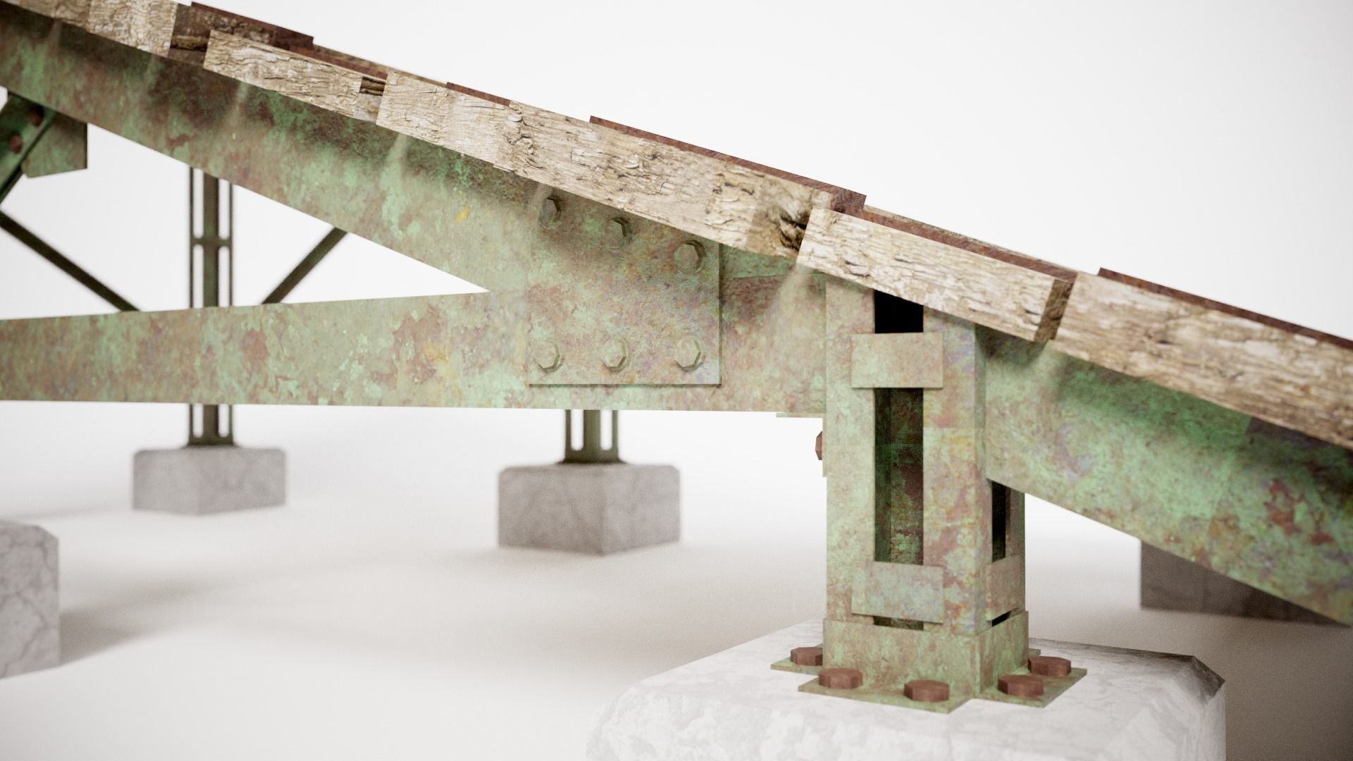 PBR Wooden Trampolin springboard jumping for cars da1 Low-poly 3D model_15