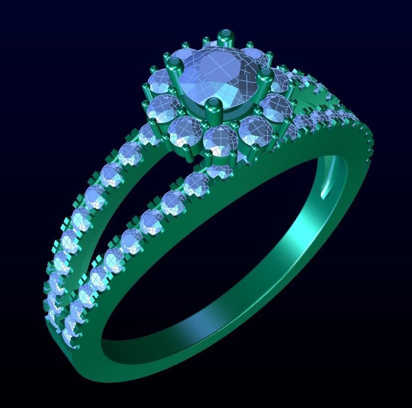 Halo Diamond Ring 3 3D print model_4