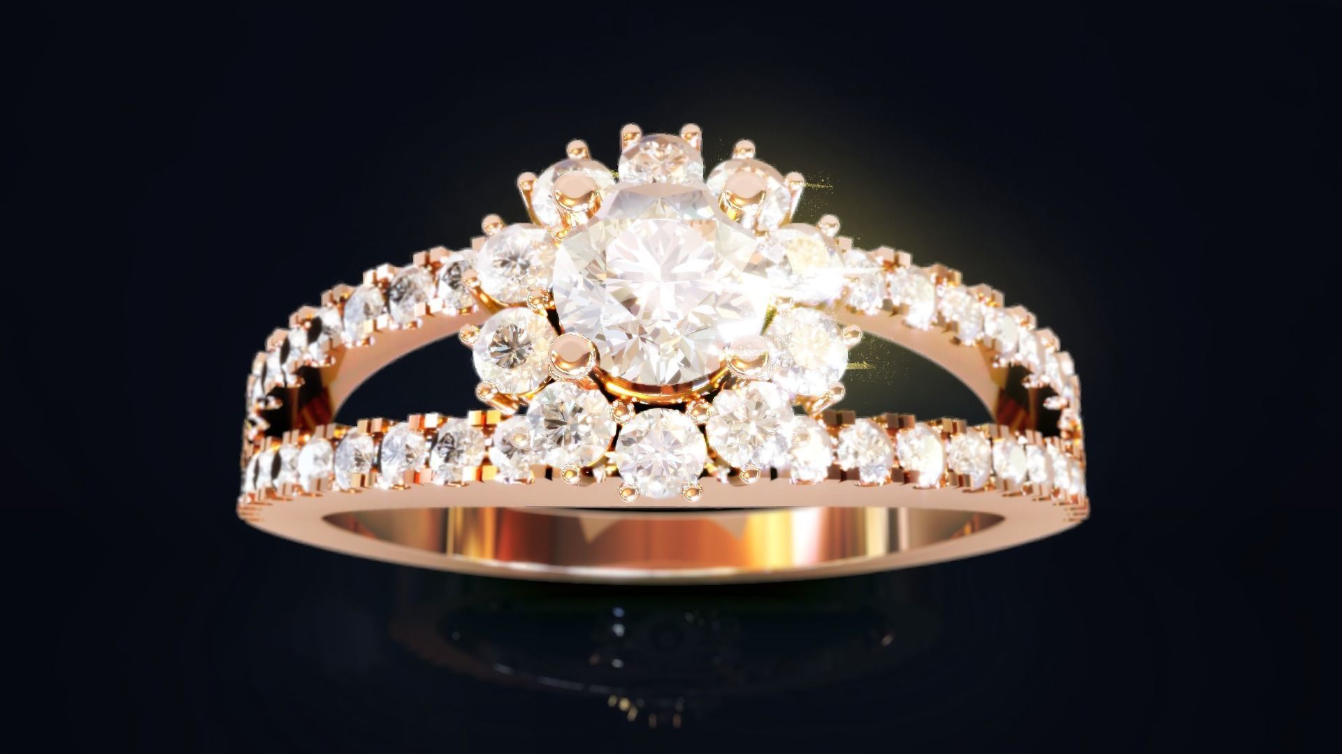 Halo Diamond Ring 3 3D print model_2