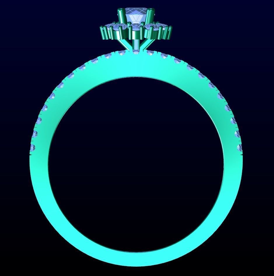 Halo Diamond Ring 3 3D print model_6