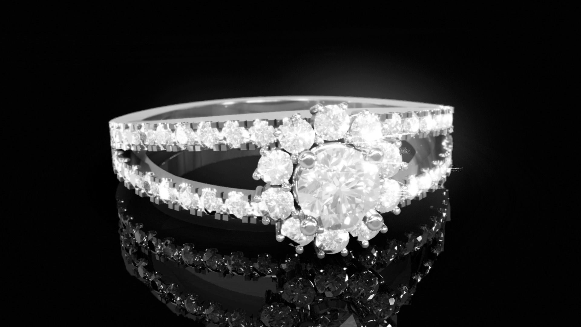 Halo Diamond Ring 3 3D print model_1