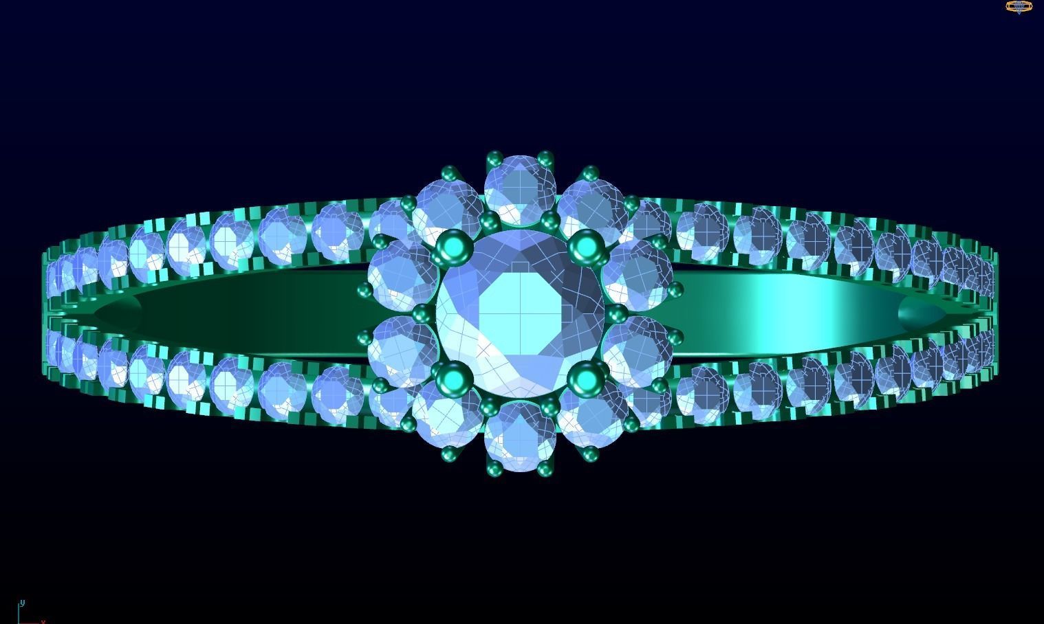 Halo Diamond Ring 3 3D print model_7