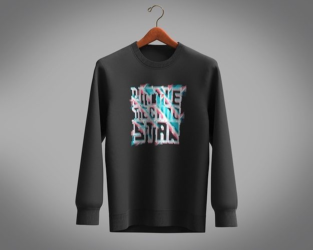 Sweatshirt-Black sweatshirt hanging on hanger 3D model