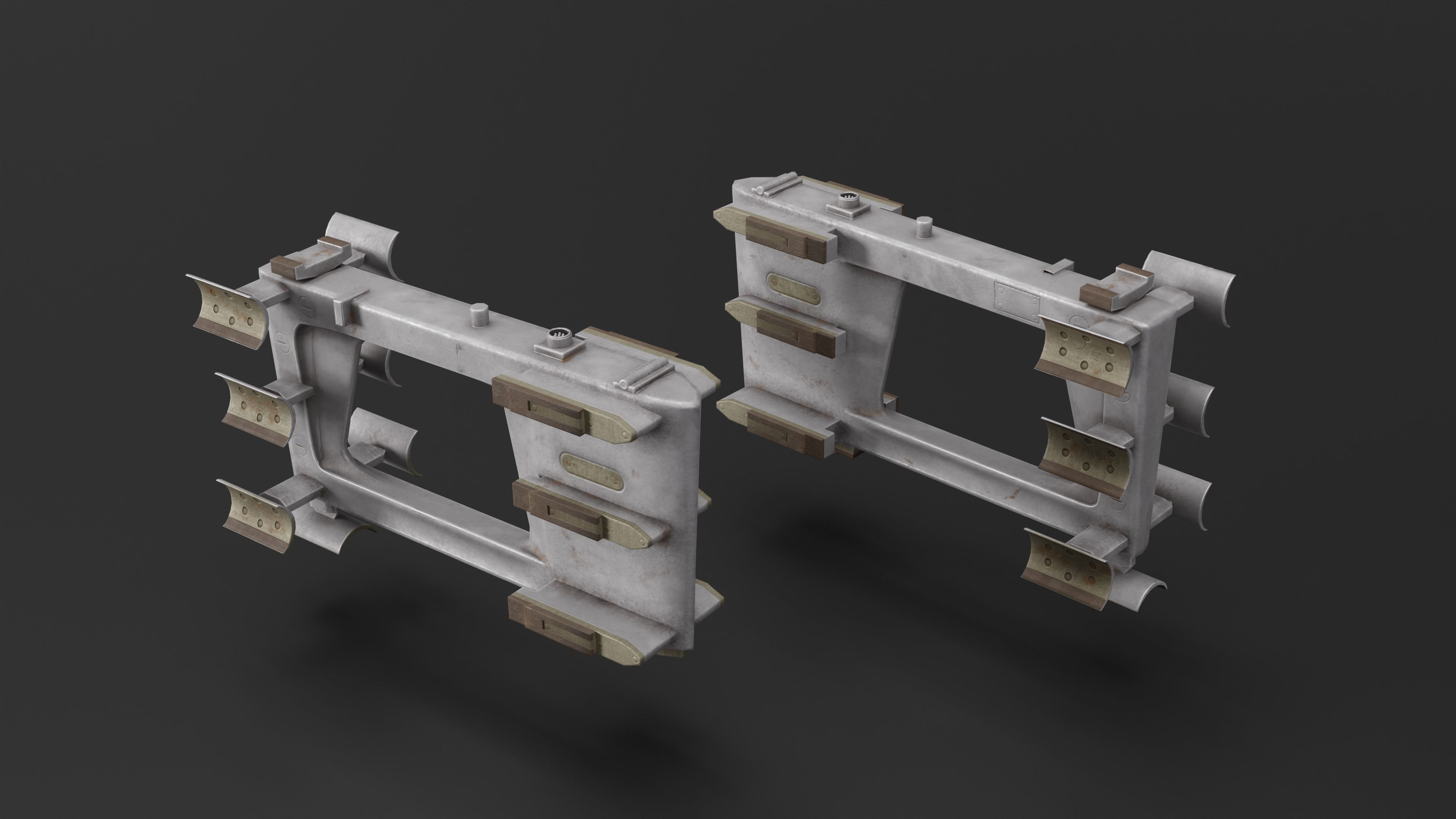 Game ready set of APU-14U launcher and S-3 unguided missile Low-poly 3D model_1