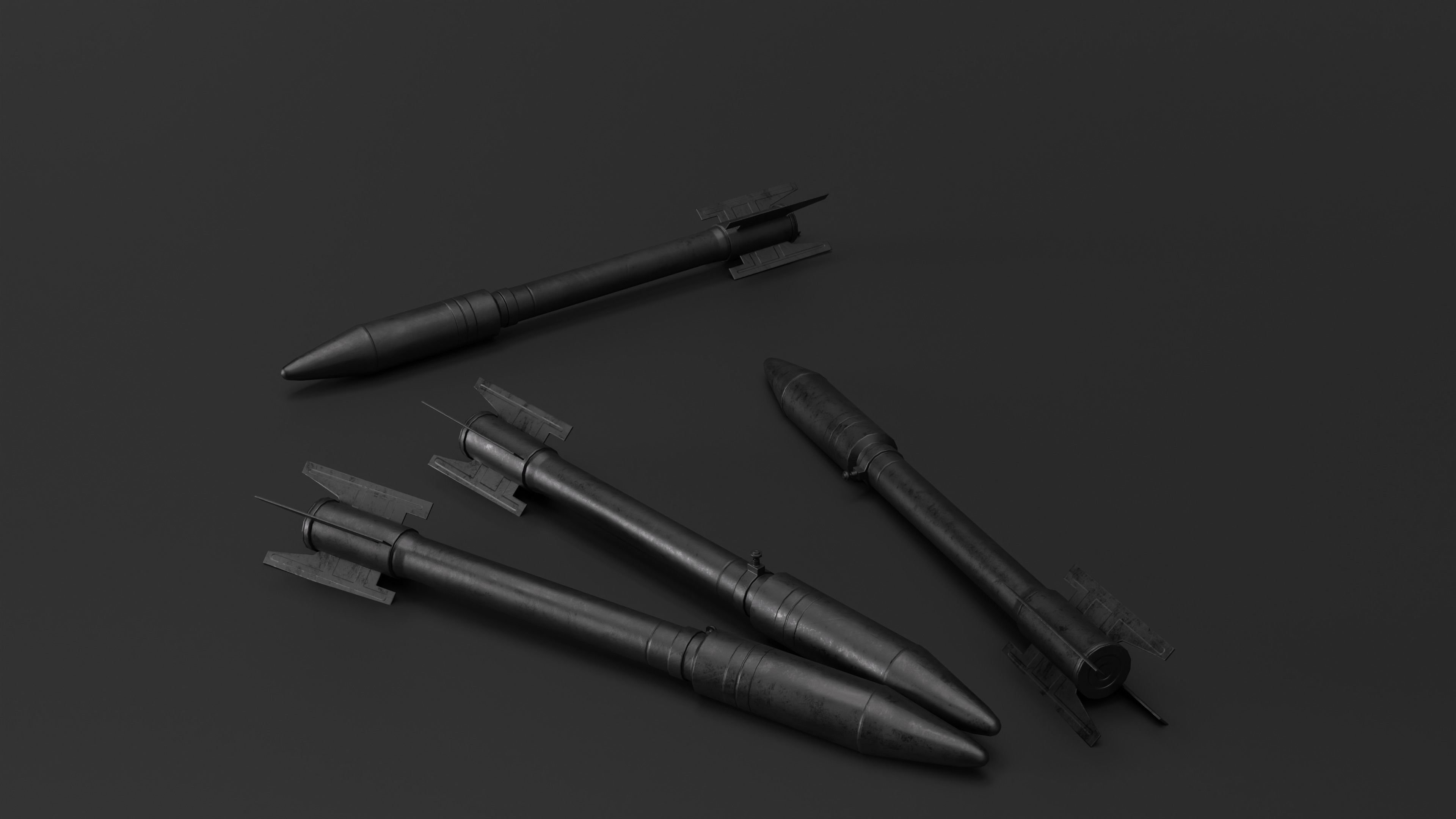 Game ready set of APU-14U launcher and S-3 unguided missile Low-poly 3D model_2