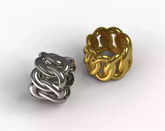 Wide Band Cuban Chain Link Ring