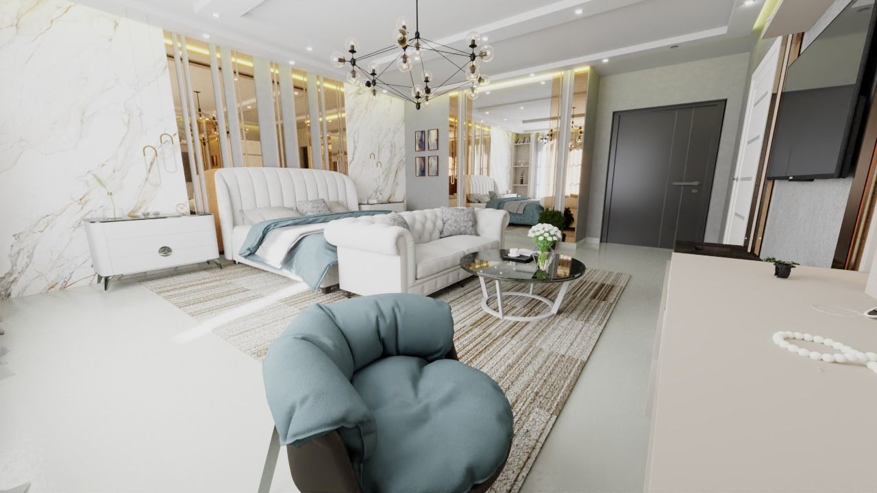 Modern bedroom model 3D model_1