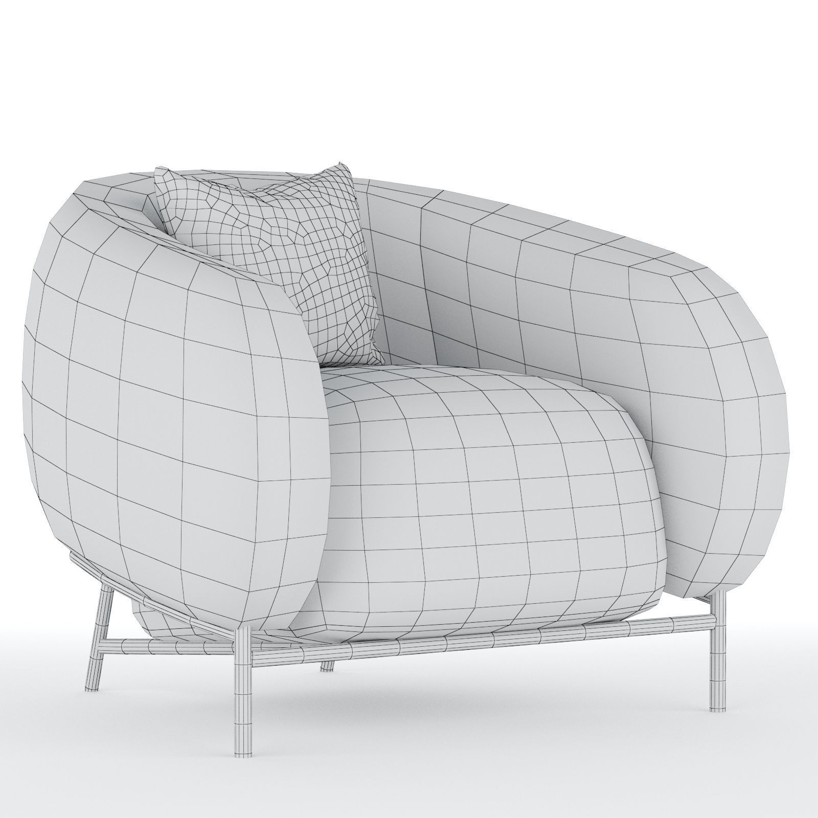 Curl Armchair 3D model_2