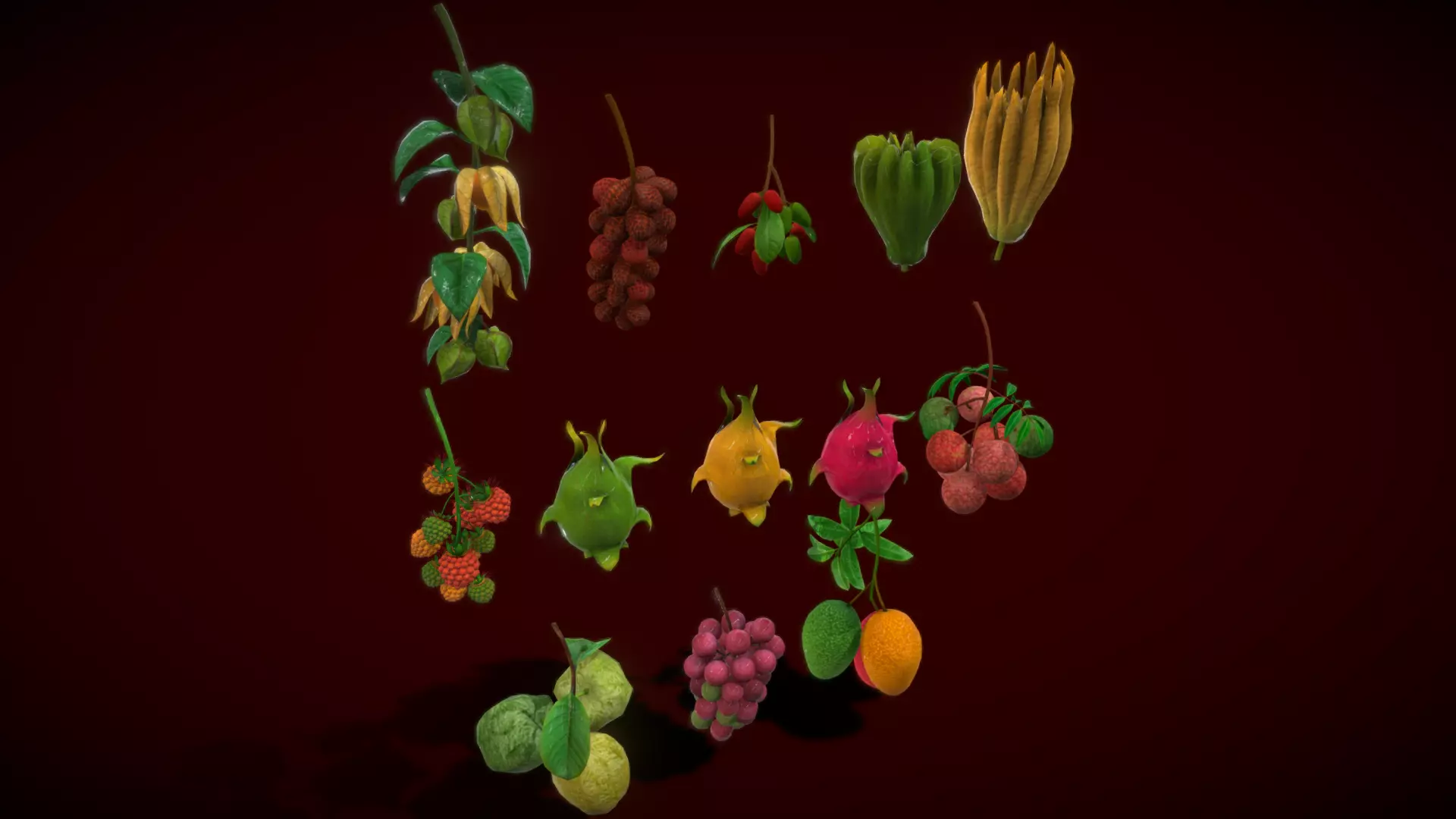 Collection Fruit Path1 Low-poly 3D model_0