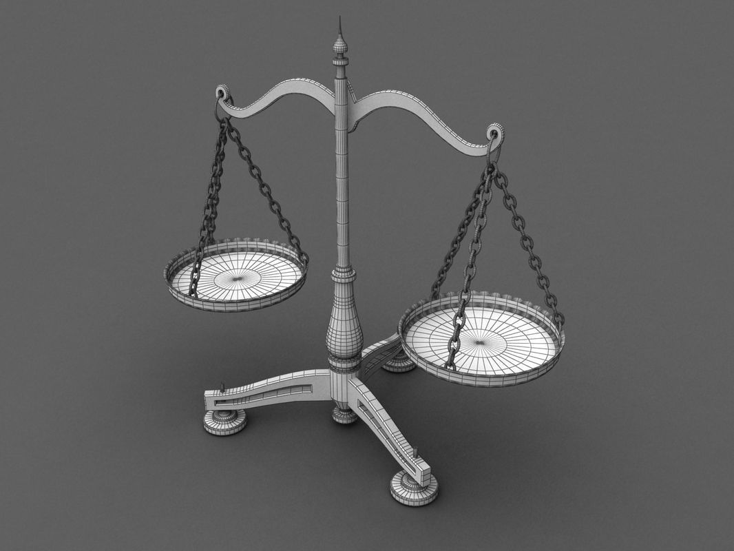 balanced scale and justice symbol 3D model_1
