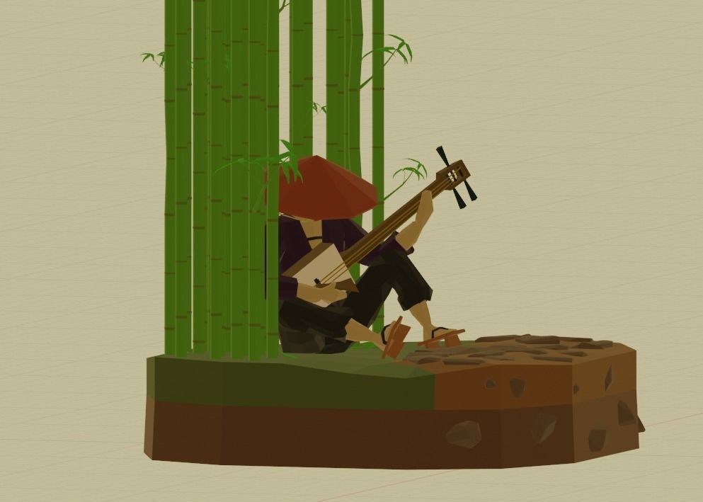 Japanese Traveler Low-poly 3D model_9