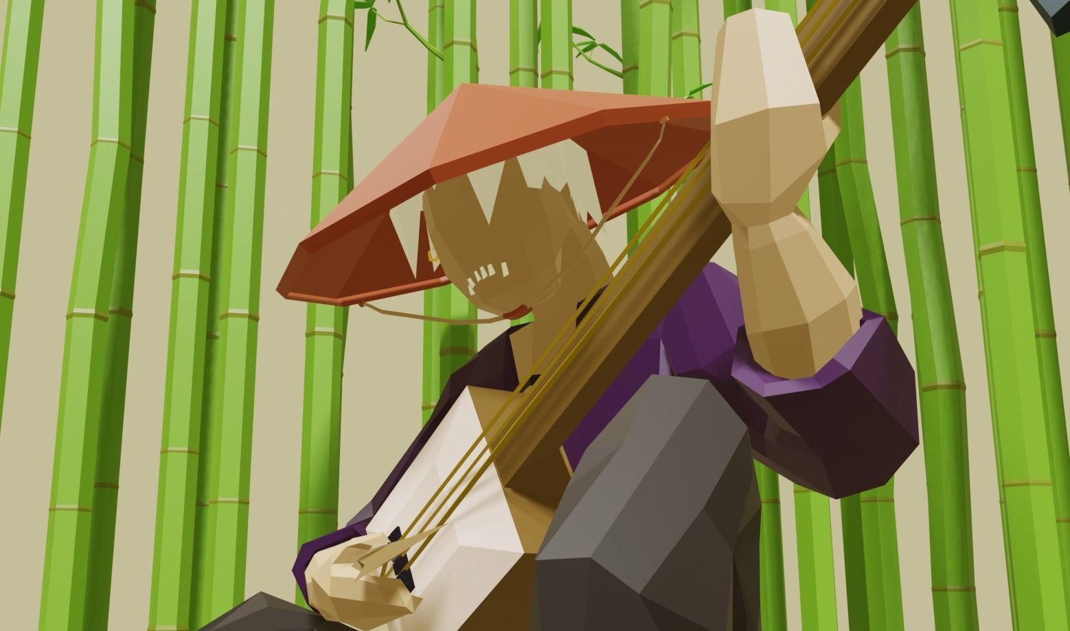 Japanese Traveler Low-poly 3D model_1