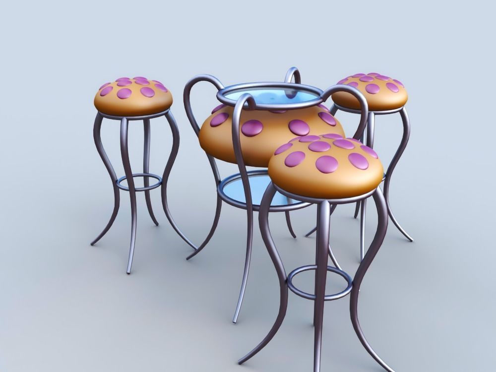 Jellyfish table and chairs 3D model_3